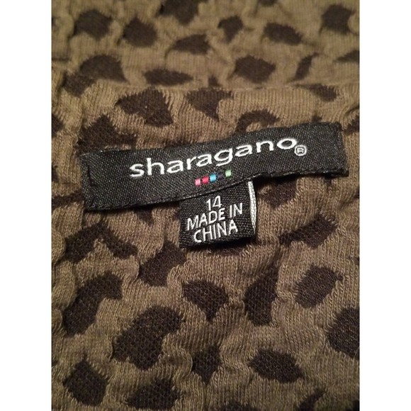 Sharagano‎ Size 14 Forest Ridge Green Black Textured Animal Print Bodycon Dress - Picture 7 of 9